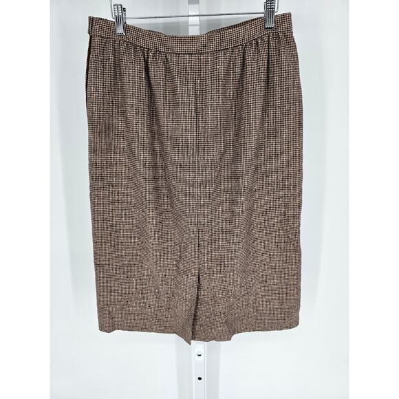 Pendleton Petite Brown Virgin Wool Crow's Foot Three-Button Skirt Suit Size M - Picture 4 of 6